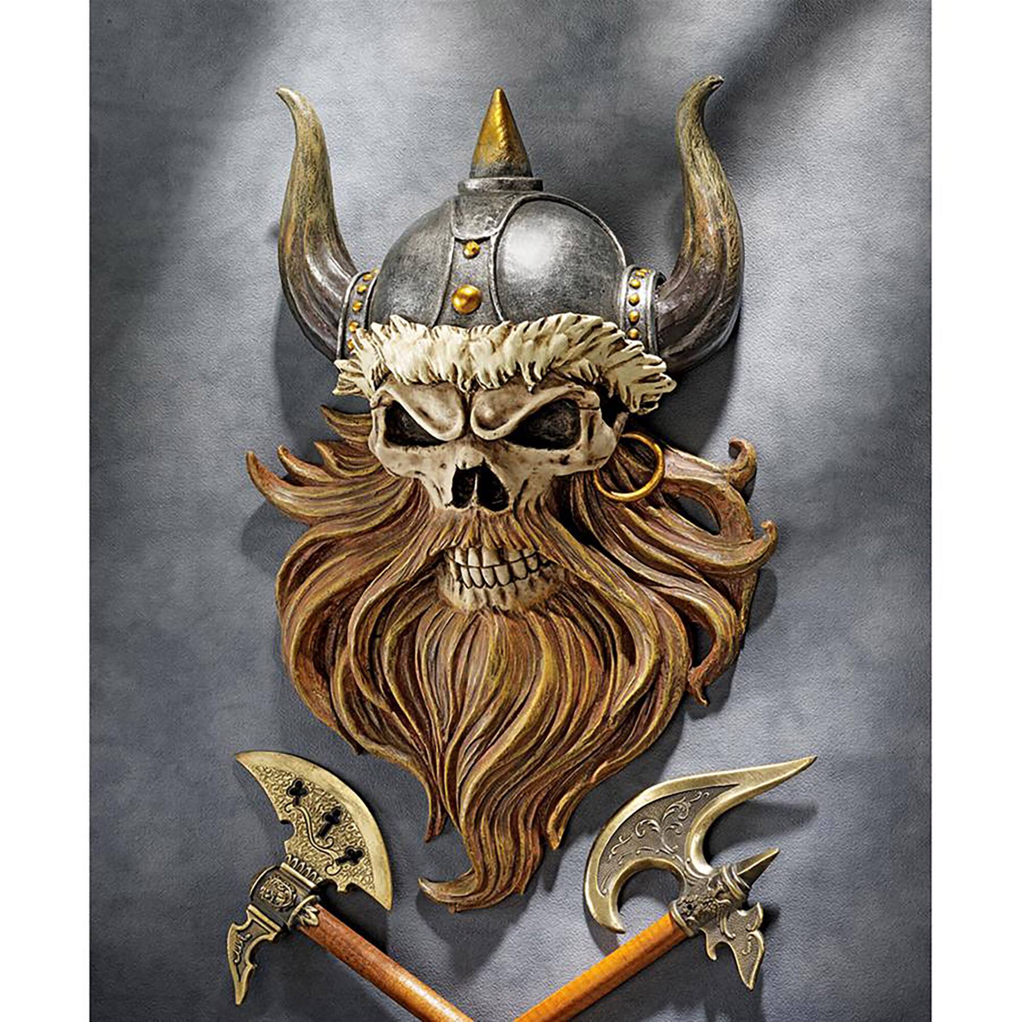 Design Toscano 12" The Skull of Valhalla Viking Warrior Wall Statue